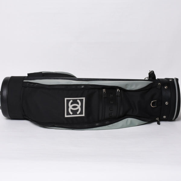 CHANEL CHANEL Sports Line Golf Bag No. 8 Green Black Silver Hardware Nylon Good Condition Used 4b008395