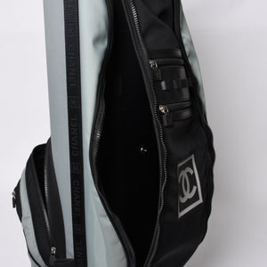 CHANEL CHANEL Sports Line Golf Bag No. 8 Green Black Silver Hardware Nylon Good Condition Used 4b008395