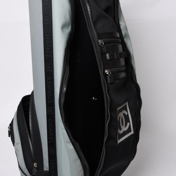 CHANEL CHANEL Sports Line Golf Bag No. 8 Green Black Silver Hardware Nylon Good Condition Used 4b008395