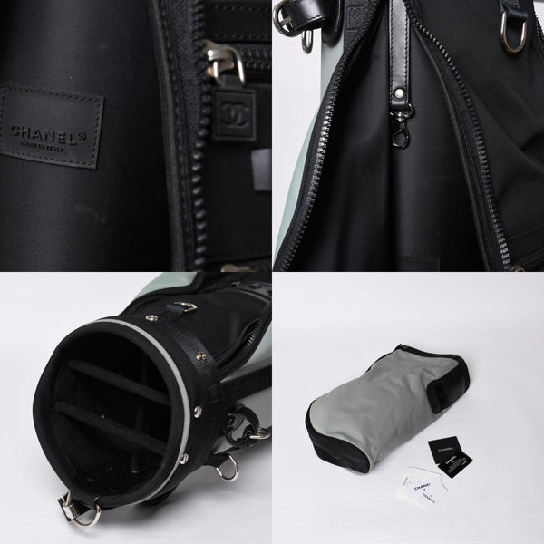 CHANEL CHANEL Sports Line Golf Bag No. 8 Green Black Silver Hardware Nylon Good Condition Used 4b008395