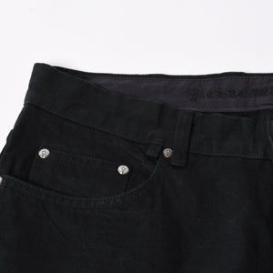 Very good condition CHROME HEARTS Cemetery Cross Patch Flare Knee Denim Pants Size 34 Haraco Black Plaid Used 4a000113