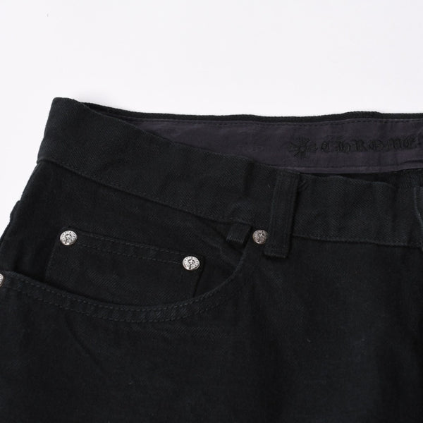 Very good condition CHROME HEARTS Cemetery Cross Patch Flare Knee Denim Pants Size 34 Haraco Black Plaid Used 4a000113