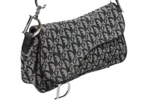 画像をギャラリービューアに読み込む, Christian Dior クリスチャンディオール トロッター サドル ワンショルダーバッグ 01-RU-0035 ブラック ガリアーノ期 美品 中古 4b008397