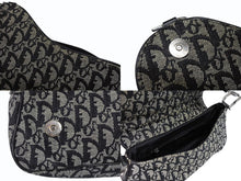 画像をギャラリービューアに読み込む, Christian Dior クリスチャンディオール トロッター サドル ワンショルダーバッグ 01-RU-0035 ブラック ガリアーノ期 美品 中古 4b008397