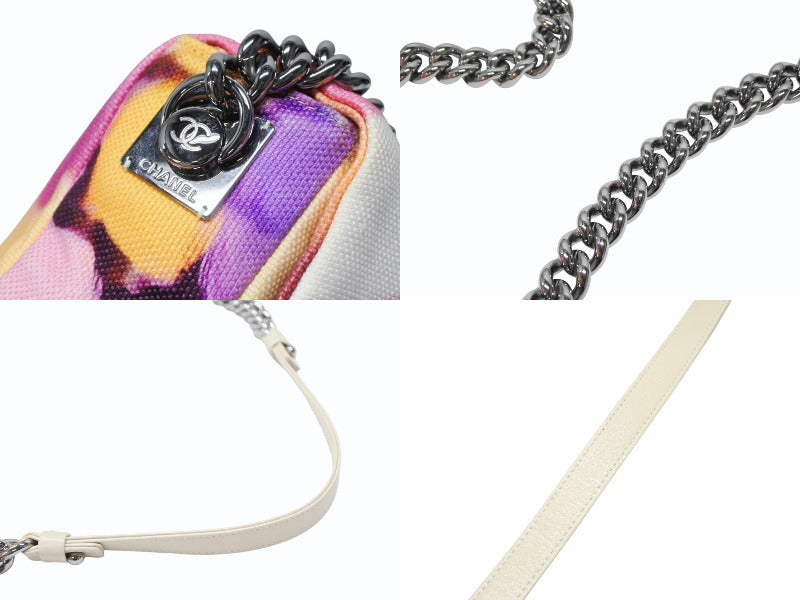 極美品 CHANEL シャネル チェーンショルダーバッグ フラワーパワー ココマーク 21番台 キャンバス マルチカラー 中古 4b008400