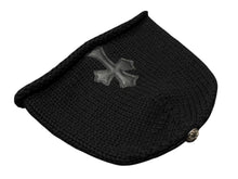 画像をギャラリービューアに読み込む, 極美品 CHROME HEARTS クロムハーツ クロスパッチ ニットキャップ ビーニー カシミヤ レザー シルバー925 ブラック 中古 4b008404