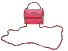 画像をギャラリービューアに読み込む, CHANEL シャネル チェーンショルダー トップハンドル ミニバッグ AP3708 ラムスキン ピンク シルバー金具 美品 中古 4b008406