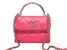 画像をギャラリービューアに読み込む, CHANEL シャネル チェーンショルダー トップハンドル ミニバッグ AP3708 ラムスキン ピンク シルバー金具 美品 中古 4b008406