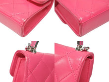 画像をギャラリービューアに読み込む, CHANEL シャネル チェーンショルダー トップハンドル ミニバッグ AP3708 ラムスキン ピンク シルバー金具 美品 中古 4b008406