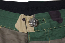 画像をギャラリービューアに読み込む, 極美品 CHROME HEARTS クロムハーツ デニム sex records クロスパッチ ダブルニーハーフパンツ サイズ34 カモフラージュ コットン 中古 4b008440