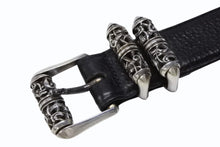 画像をギャラリービューアに読み込む, CHROME HEARTS クロムハーツ BLT CLT ROLLER 3PC/3PCケルティックローラー SIZE36 全長114cm レザーベルト ブラック 美品 中古 4b008443