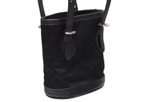 画像をギャラリービューアに読み込む, 極美品 LOUIS VUITTON ルイヴィトン モノグラムサテン リトルバケット ハンドバッグ M92144 レザー ブラック シルバー金具 中古 4b008446