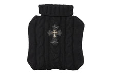 画像をギャラリービューアに読み込む, 極美品 CHROME HEARTS クロムハーツ スモールCHクロス装飾 湯たんぽカバー CHクロスパッチ カシミヤ ブラック シルバー925 中古 4b008449