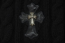 画像をギャラリービューアに読み込む, 極美品 CHROME HEARTS クロムハーツ スモールCHクロス装飾 湯たんぽカバー CHクロスパッチ カシミヤ ブラック シルバー925 中古 4b008449