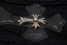 画像をギャラリービューアに読み込む, 極美品 CHROME HEARTS クロムハーツ スモールCHクロス装飾 湯たんぽカバー CHクロスパッチ カシミヤ ブラック シルバー925 中古 4b008449