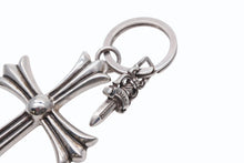 画像をギャラリービューアに読み込む, CHROME HEARTS クロムハーツ ラージクロス キーリング ダガー 重量約54.9g STERLING刻印 スターリングシルバー 美品 中古 4b008470