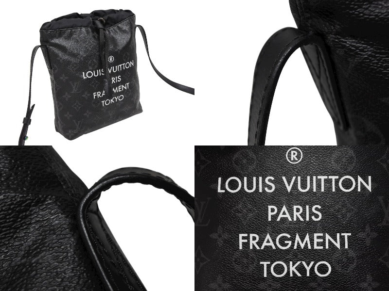 Very Good Condition LOUIS VUITTON Monogram Eclipse Fragment Nano Bag Shoulder Bag M43418 Black Used 4b008477