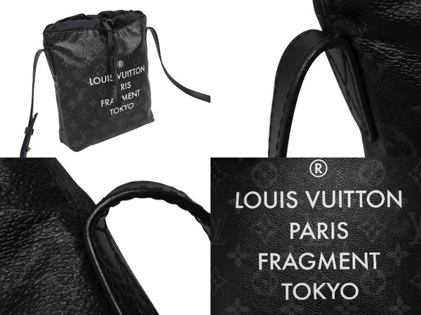 極美品 LOUIS VUITTON ルイヴィトン モノグラムエクリプスフラグメント ナノバッグ ショルダーバッグ M43418 ブラック 中古 4b008477