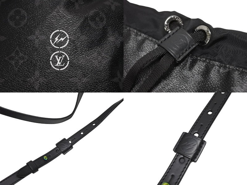 Very Good Condition LOUIS VUITTON Monogram Eclipse Fragment Nano Bag Shoulder Bag M43418 Black Used 4b008477