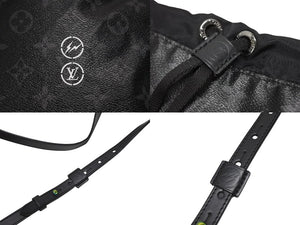 極美品 LOUIS VUITTON ルイヴィトン モノグラムエクリプスフラグメント ナノバッグ ショルダーバッグ M43418 ブラック 中古 4b008477