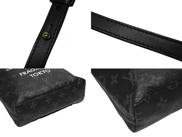 極美品 LOUIS VUITTON ルイヴィトン モノグラムエクリプスフラグメント ナノバッグ ショルダーバッグ M43418 ブラック 中古 4b008477