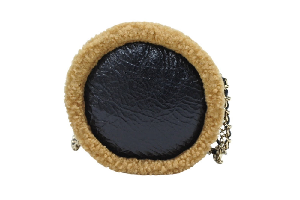 極美品 CHANEL シャネル シアリング ラウンドチェーンショルダーバッグ 28番台 ココマーク ブラック ブラウン ゴールド金具 中古 4b008494