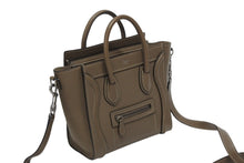 画像をギャラリービューアに読み込む, CELINE セリーヌ ハンドバッグ ショルダーバッグ 2way ラゲージナノショッパー カーフ メタルブラック金具 ベージュ 美品 中古 4b008495