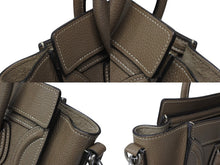 画像をギャラリービューアに読み込む, CELINE セリーヌ ハンドバッグ ショルダーバッグ 2way ラゲージナノショッパー カーフ メタルブラック金具 ベージュ 美品 中古 4b008495