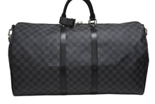 画像をギャラリービューアに読み込む, 極美品 LOUIS VUITTON ルイヴィトン キーポルバンドリエール55 ボストンバッグ N41413 ダミエグラフィット ブラック 中古 4b008504
