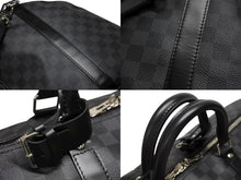 画像をギャラリービューアに読み込む, 極美品 LOUIS VUITTON ルイヴィトン キーポルバンドリエール55 ボストンバッグ N41413 ダミエグラフィット ブラック 中古 4b008504