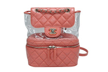 画像をギャラリービューアに読み込む, CHANEL シャネル チェーンバックパック リュック 25番台 ココマーク キルティング バニティ型 クリア ピンク系 美品 中古 4b008516