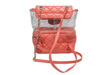 画像をギャラリービューアに読み込む, CHANEL シャネル チェーンバックパック リュック 25番台 ココマーク キルティング バニティ型 クリア ピンク系 美品 中古 4b008516