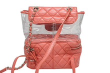 画像をギャラリービューアに読み込む, CHANEL シャネル チェーンバックパック リュック 25番台 ココマーク キルティング バニティ型 クリア ピンク系 美品 中古 4b008516