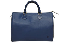 画像をギャラリービューアに読み込む, LOUIS VUITTON ルイヴィトン スピーディ30 エピ ハンドバッグ ボストンバッグ M43005 PVC レザー ブルー ゴールド金具 美品 中古 4b008518