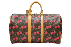 LOUIS VUITTON ルイヴィトン キーポル45 ボストンバッグ M95011 モノグラム チェリー PVC レザー ブラウン 村上隆 美品 中古 4b008521