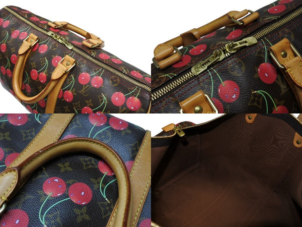LOUIS VUITTON ルイヴィトン キーポル45 ボストンバッグ M95011 モノグラム チェリー PVC レザー ブラウン 村上隆 美品 中古 4b008521