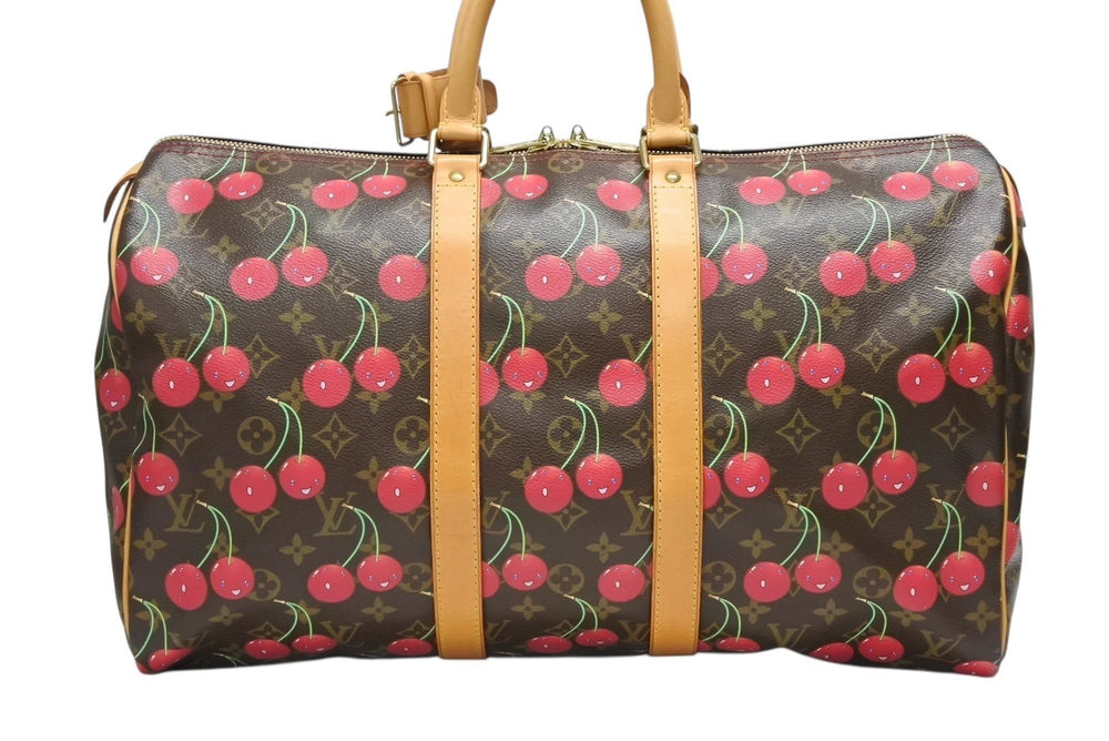 LOUIS VUITTON ルイヴィトン キーポル45 ボストンバッグ M95011 モノグラム チェリー PVC レザー ブラウン 村上隆 美品 中古 4b008521