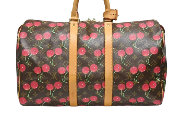 LOUIS VUITTON ルイヴィトン キーポル45 ボストンバッグ M95011 モノグラム チェリー PVC レザー ブラウン 村上隆 美品 中古 4b008521