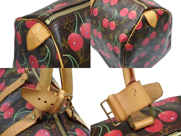 LOUIS VUITTON ルイヴィトン キーポル45 ボストンバッグ M95011 モノグラム チェリー PVC レザー ブラウン 村上隆 美品 中古 4b008521