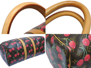 LOUIS VUITTON ルイヴィトン キーポル45 ボストンバッグ M95011 モノグラム チェリー PVC レザー ブラウン 村上隆 美品 中古 4b008521