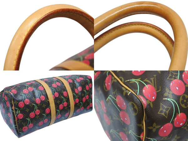 LOUIS VUITTON ルイヴィトン キーポル45 ボストンバッグ M95011 モノグラム チェリー PVC レザー ブラウン 村上隆 美品 中古 4b008521