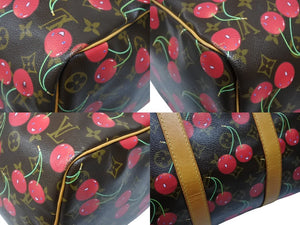 LOUIS VUITTON ルイヴィトン キーポル45 ボストンバッグ M95011 モノグラム チェリー PVC レザー ブラウン 村上隆 美品 中古 4b008521