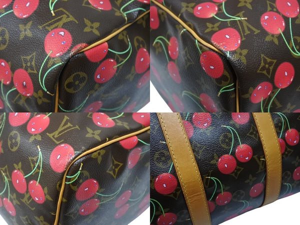 LOUIS VUITTON ルイヴィトン キーポル45 ボストンバッグ M95011 モノグラム チェリー PVC レザー ブラウン 村上隆 美品 中古 4b008521