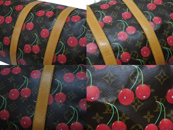 LOUIS VUITTON ルイヴィトン キーポル45 ボストンバッグ M95011 モノグラム チェリー PVC レザー ブラウン 村上隆 美品 中古 4b008521