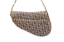 画像をギャラリービューアに読み込む, Christian Dior クリスチャンディオール ハンドバッグ トロッター柄 サドルバッグ キャンバス レザー ブラウン 美品 中古 4b008526