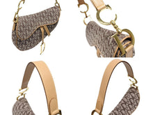 画像をギャラリービューアに読み込む, Christian Dior クリスチャンディオール ハンドバッグ トロッター柄 サドルバッグ キャンバス レザー ブラウン 美品 中古 4b008526