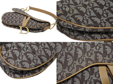 画像をギャラリービューアに読み込む, Christian Dior クリスチャンディオール ハンドバッグ トロッター柄 サドルバッグ キャンバス レザー ブラウン 美品 中古 4b008526