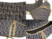 画像をギャラリービューアに読み込む, Christian Dior クリスチャンディオール ハンドバッグ トロッター柄 サドルバッグ キャンバス レザー ブラウン 美品 中古 4b008526