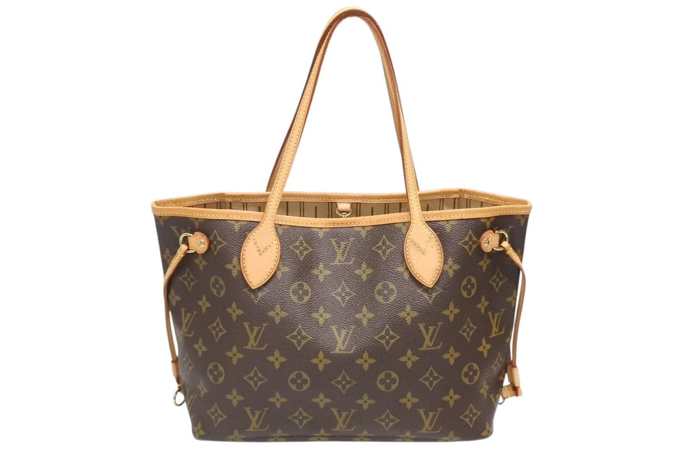 LOUIS VUITTON ルイヴィトン モノグラム ネヴァーフルPM ハンドバッグ M40155 ブラウン PVC ヌメ革 ゴールド金具 美品 中古 4b008530