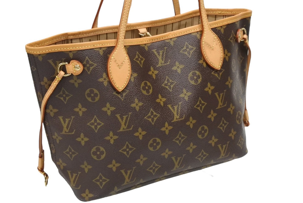 LOUIS VUITTON ルイヴィトン モノグラム ネヴァーフルPM ハンドバッグ M40155 ブラウン PVC ヌメ革 ゴールド金具 美品 中古 4b008530